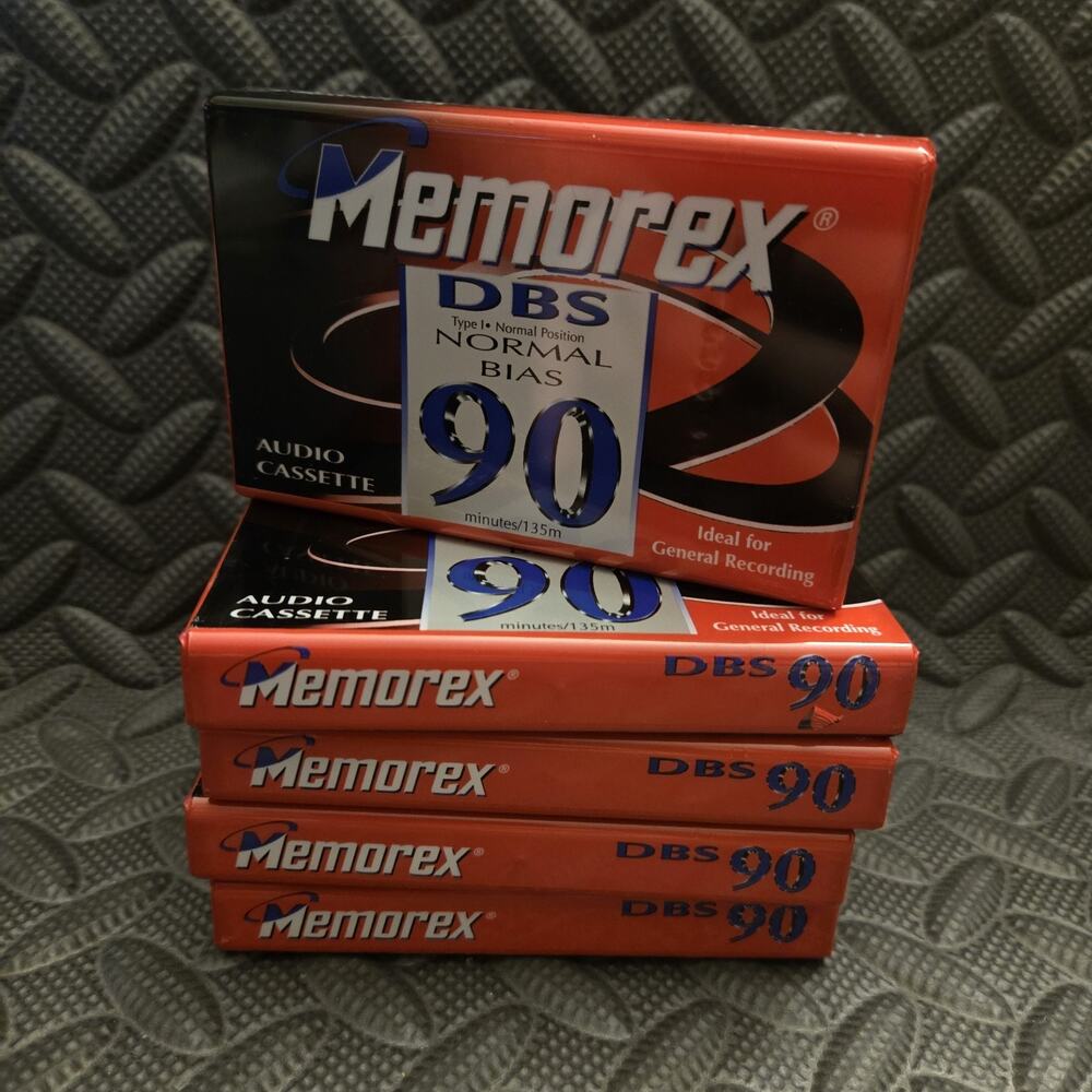 Memorex DBS 90 Audio Cassette Lot of 5 Normal Bias 90 Minutes NEW